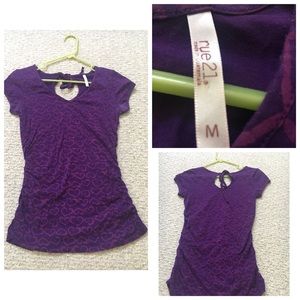 Purple shirt with pink hearts